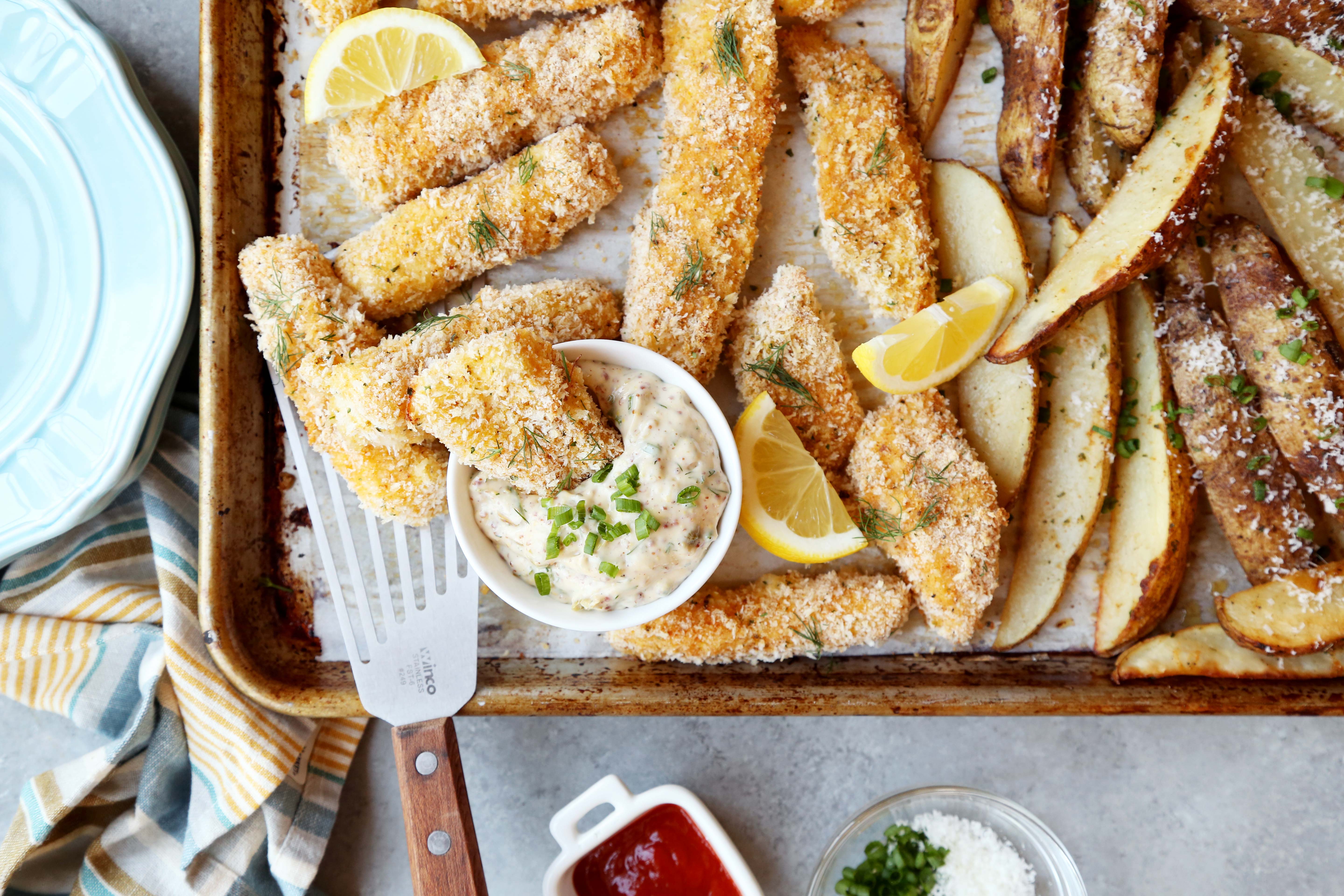 Sheet Pan Fish and Chips - The Candid Appetite