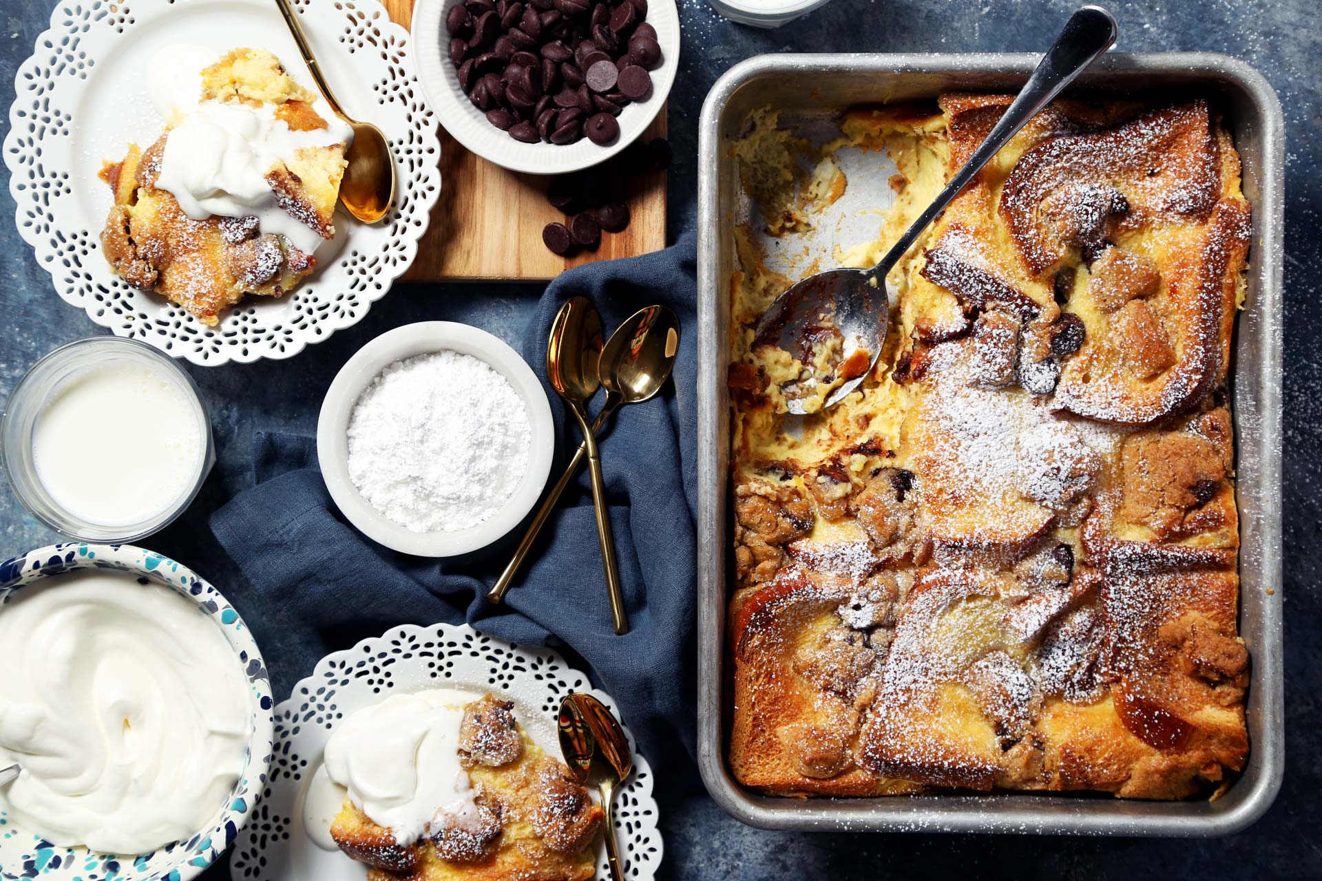 Chocolate Chip Cookie Dough Bread and Butter Pudding